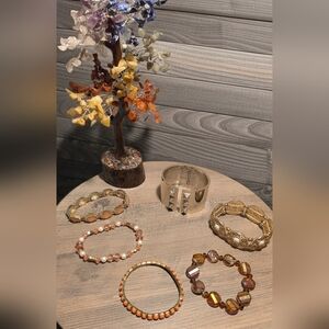 Warm Tones & Gold-Tone Bracelet Bundle - 6 Pieces